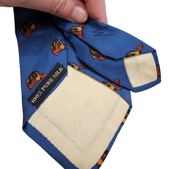 Claude Montana Blue Silk Tie W/ Dog Motif Novelty Pure Silk Mens Workwear Career - Picture 5 of 7